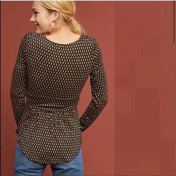 Anthropologie Meadow Rue Josalyn Diamond Print top - Picture 3 of 7